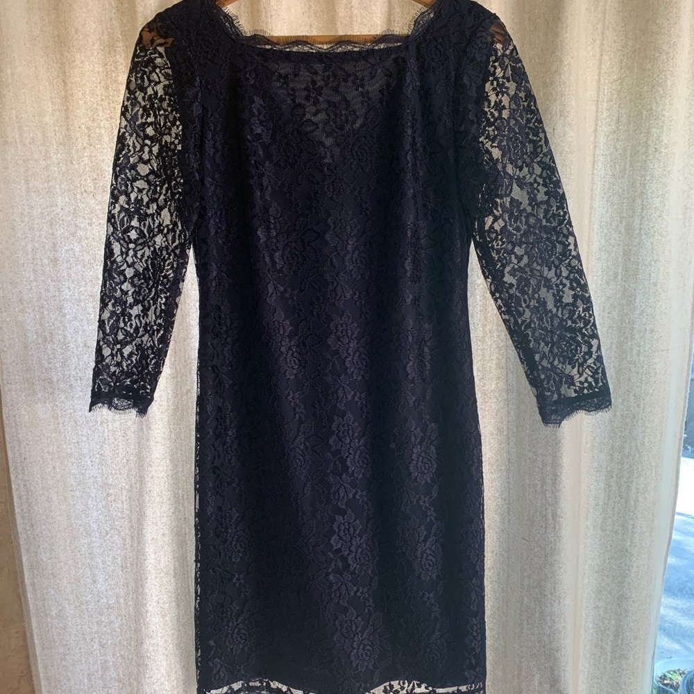 Simply Lillian navy blue,size 6 lace dress.